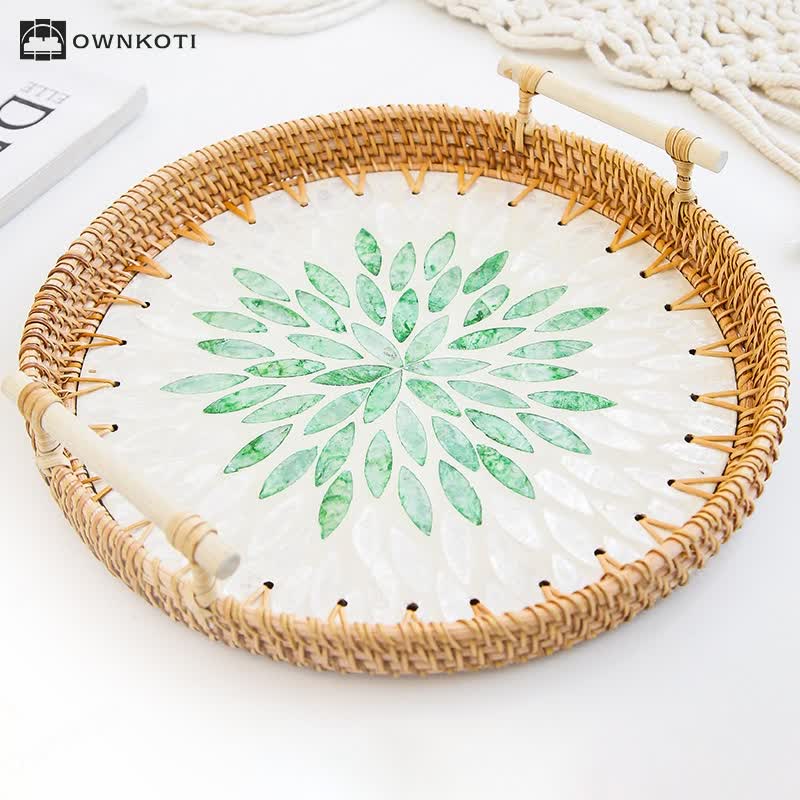 Rattan Woven Tray Snack Storage Basket