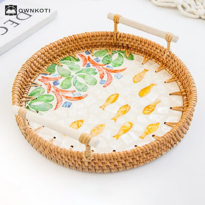 Rattan Woven Tray Snack Storage Basket