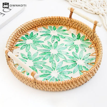 Rattan Woven Tray Snack Storage Basket