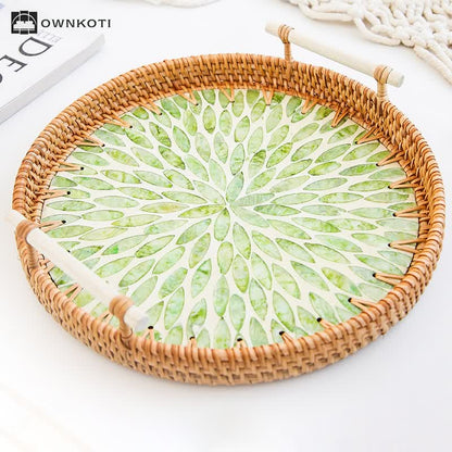 Rattan Woven Tray Snack Storage Basket