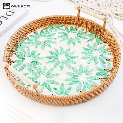 Rattan Woven Tray Snack Storage Basket