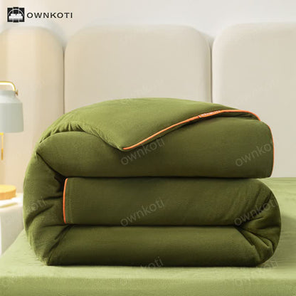 Solid Color Warm Duvet Cover Comforter Set