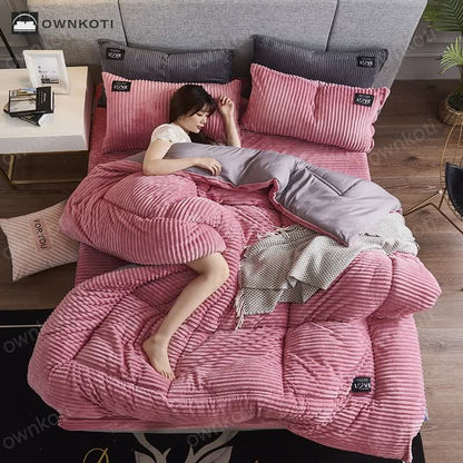 Double-sided Fleece Throw Blanket with Comforter