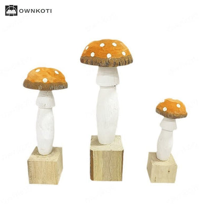 Mushroom Shape Wooden Home Decor Ornaments(3PCS)