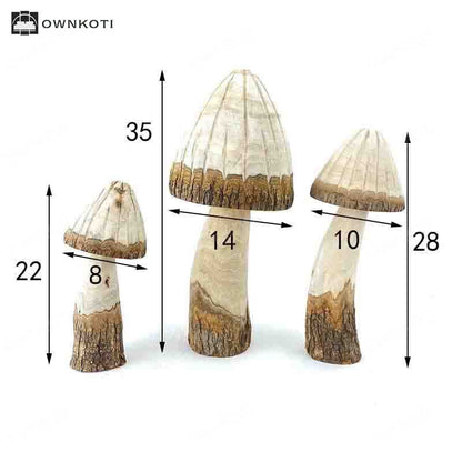 Mushroom Shape Wooden Home Decor Ornaments(3PCS)