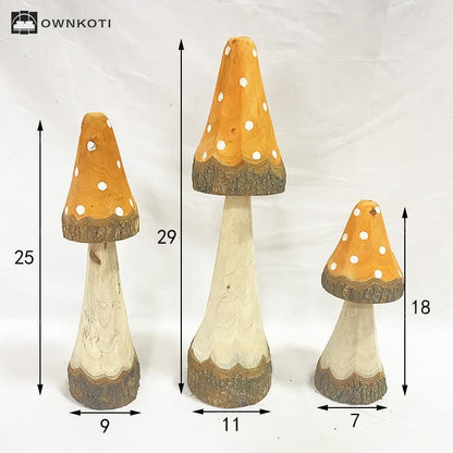 Mushroom Shape Wooden Home Decor Ornaments(3PCS)