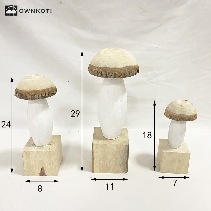 Mushroom Shape Wooden Home Decor Ornaments(3PCS)