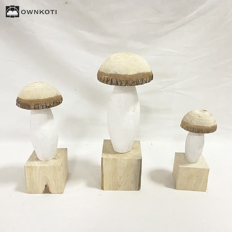 Mushroom Shape Wooden Home Decor Ornaments(3PCS)