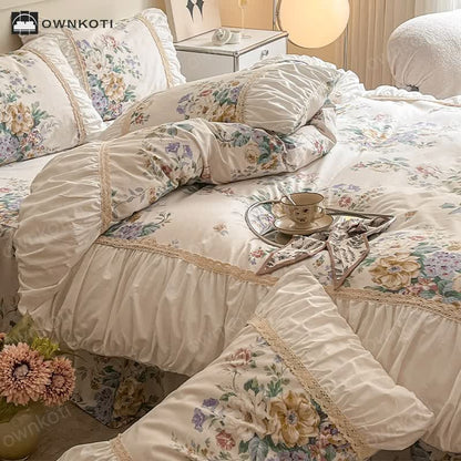 Luxuruious Floral Pure Cotton Bedding Set (4PCS)