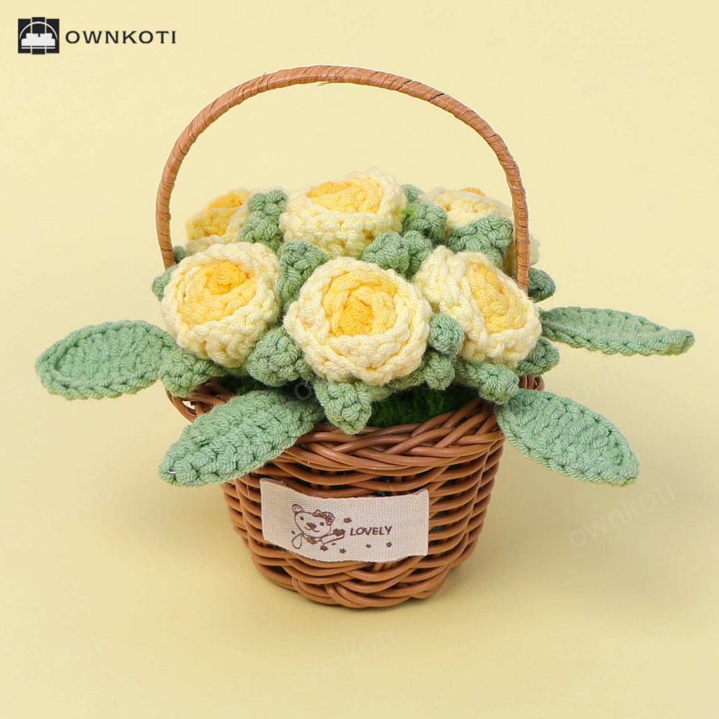 Woven Rose Flower Basket Ornament