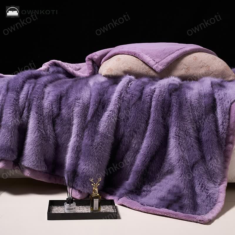 Faux Fur Gradient Warm Throw Blanket