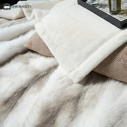 Faux Fur Gradient Warm Throw Blanket