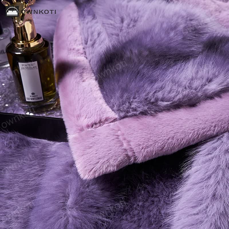 Faux Fur Gradient Warm Throw Blanket