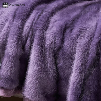 Faux Fur Gradient Warm Throw Blanket