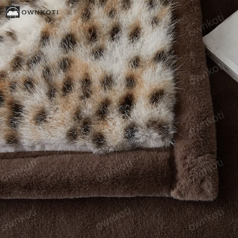 Snow Leopard Faux Fur Throw Blanket