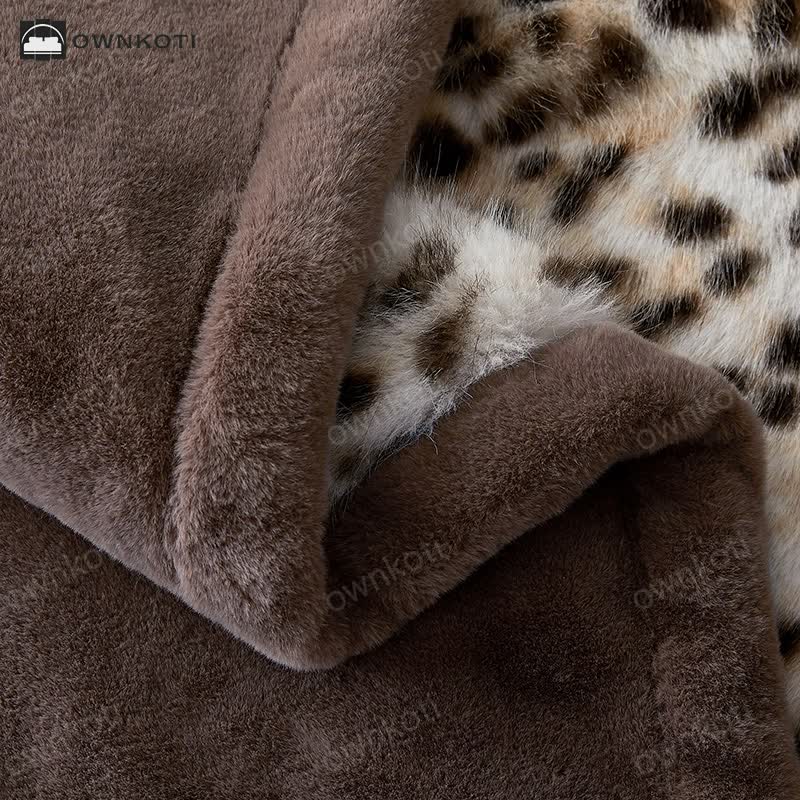 Snow Leopard Faux Fur Throw Blanket