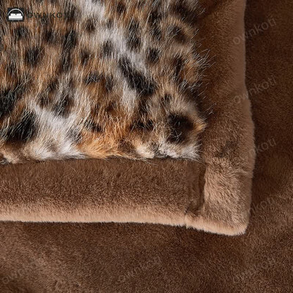 Snow Leopard Faux Fur Throw Blanket