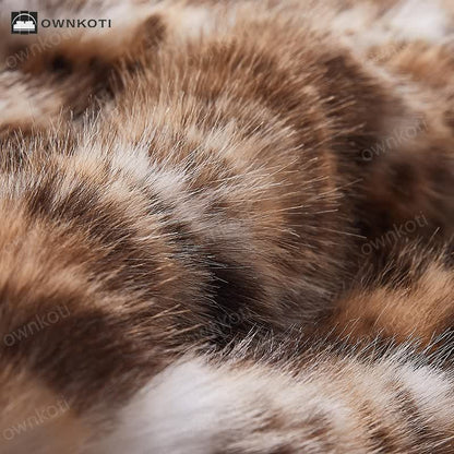 Snow Leopard Faux Fur Throw Blanket