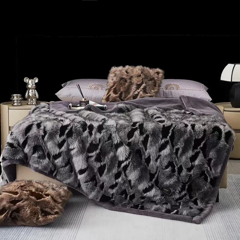 Jacquard Winter Faux Fur Soft Throw Blanket