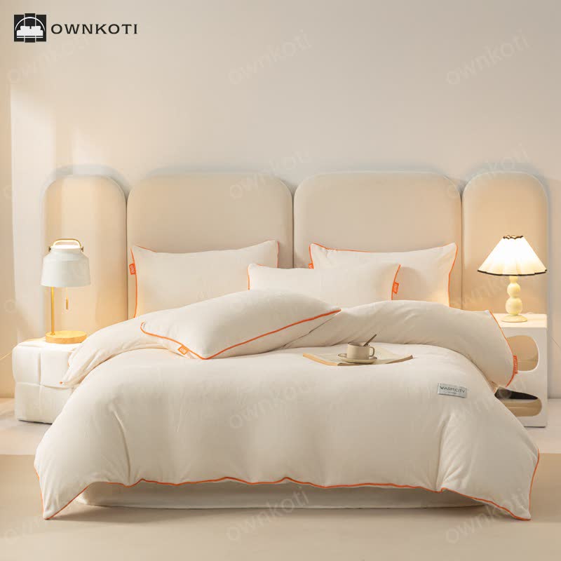 Solid Color Warm Duvet Cover Comforter Set