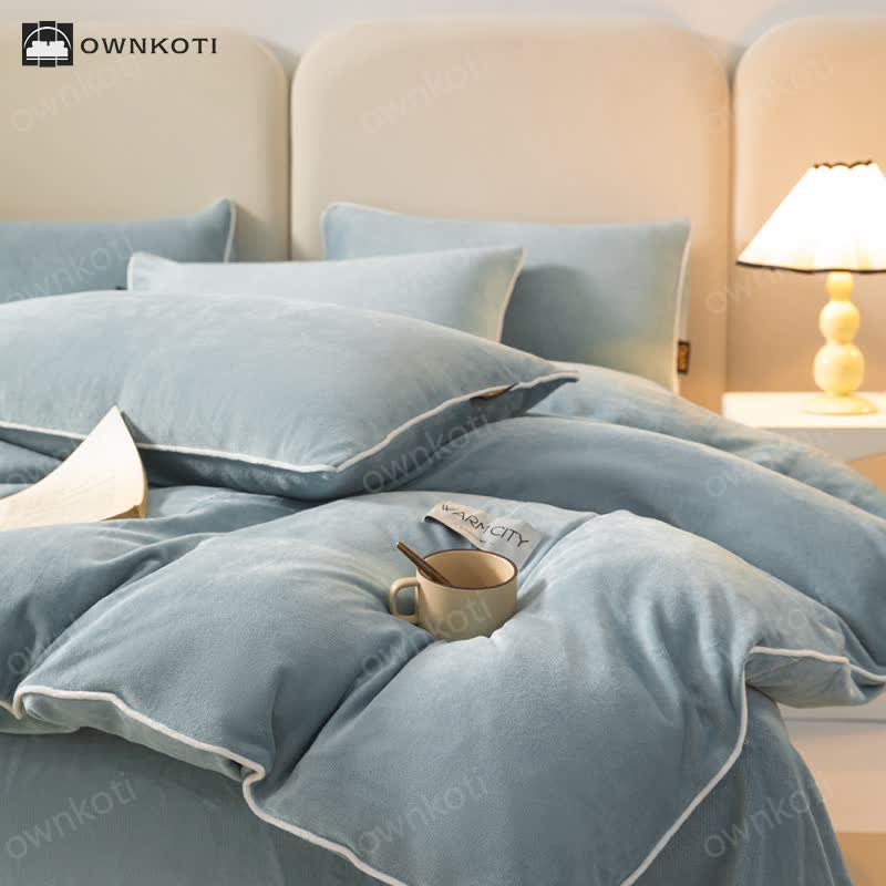 Solid Color Warm Duvet Cover Comforter Set