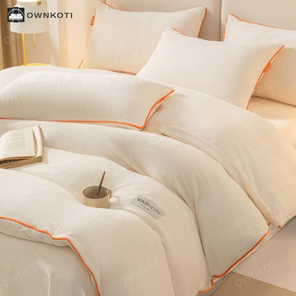 Solid Color Warm Duvet Cover Comforter Set