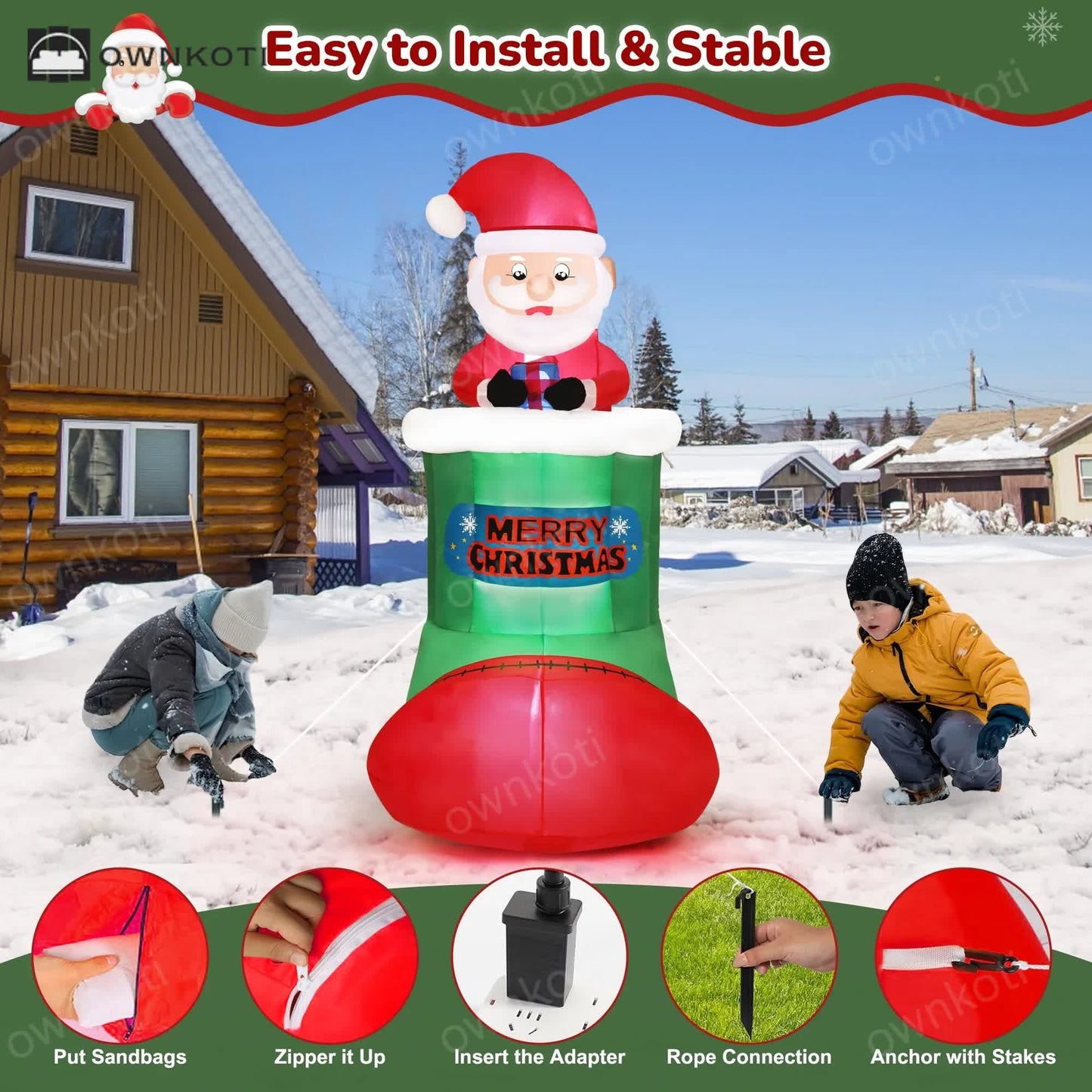 [Ship In 24 Hours] Christmas Dynamic Inflatable Decoration with LED Lights