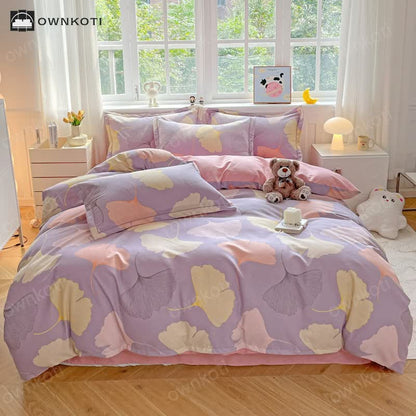 Ginkgo Leaf  Warm Brushed Cotton Bedding Set(4PCS)