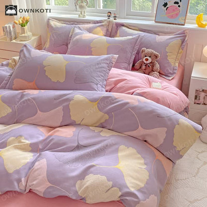 Ginkgo Leaf  Warm Brushed Cotton Bedding Set(4PCS)