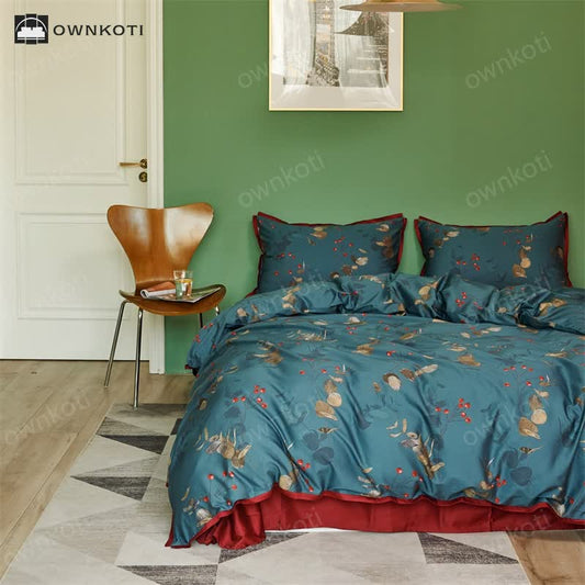 Cotton Retro Literary Style Bedding Set(4PCS)