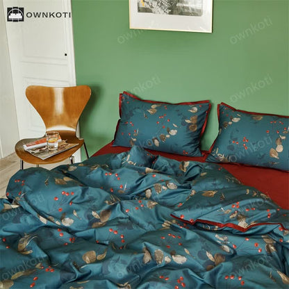 Cotton Retro Literary Style Bedding Set(4PCS)