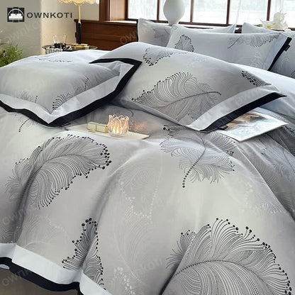 Luxurious Brushed Cotton Floral Bedding Set(4PCS)