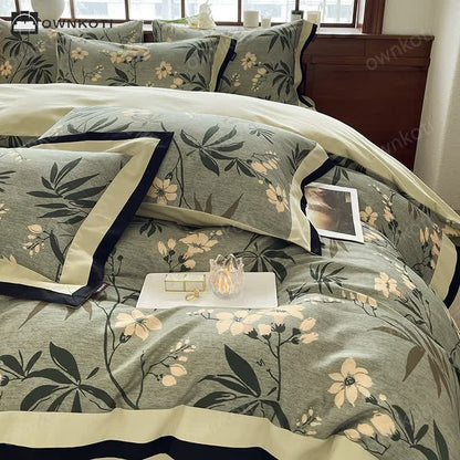 Brushed Cotton Refresh Floral Bedding Set(4PCS)