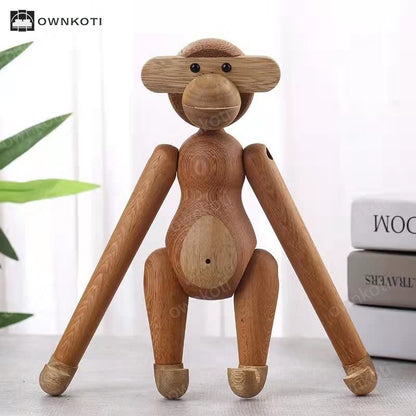 Solid Wood Movable Puppet Monkey Ornament