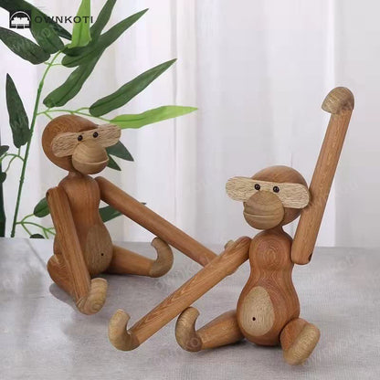 Solid Wood Movable Puppet Monkey Ornament