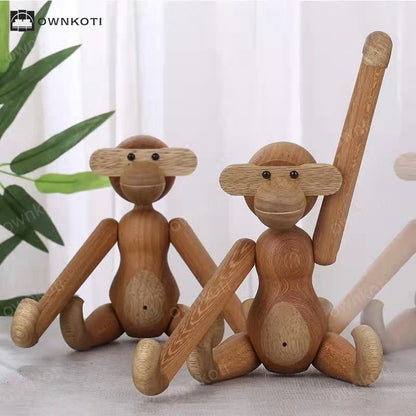 Solid Wood Movable Puppet Monkey Ornament