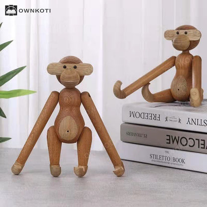 Solid Wood Movable Puppet Monkey Ornament