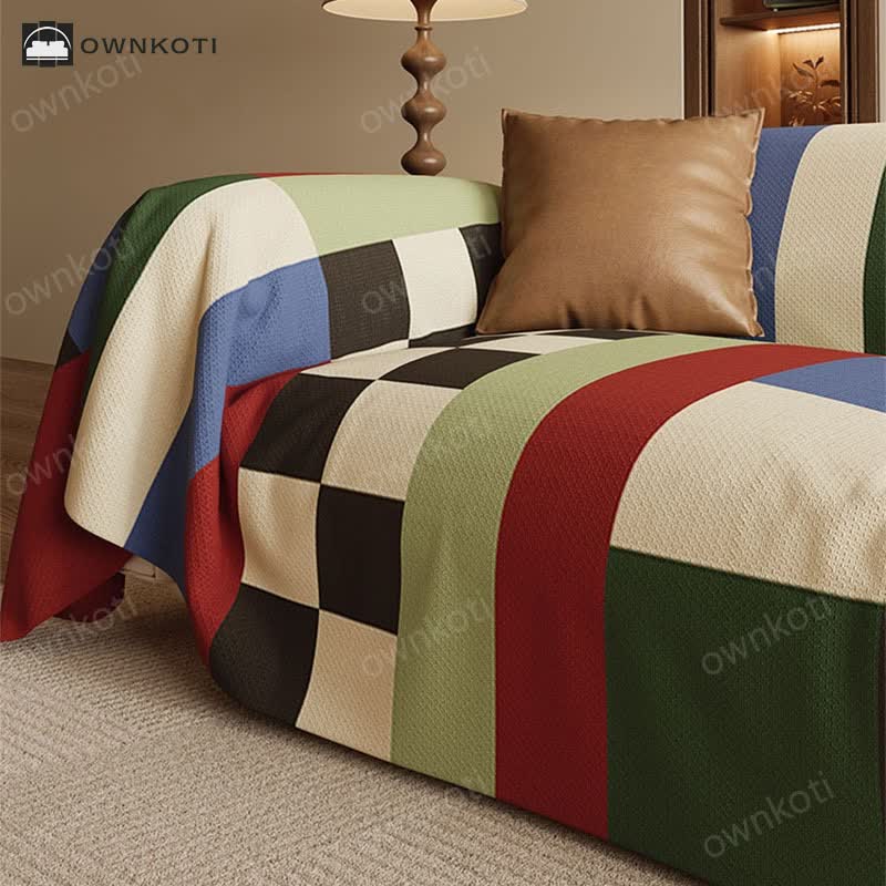 Modern Style Plaid Soft Sofa Cover