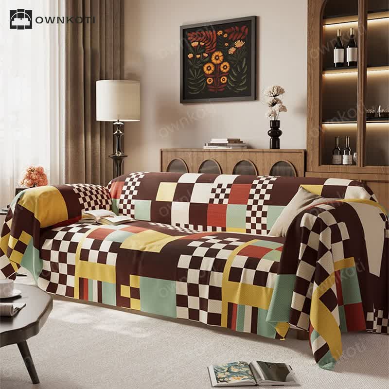 Modern Style Plaid Soft Sofa Cover