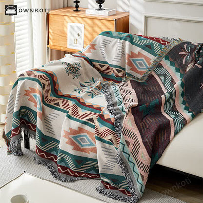 Bohemian Cotton Linen Ethnic Sofa Cover Blanket