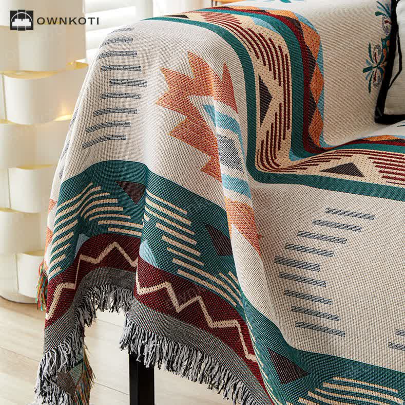 Bohemian Cotton Linen Ethnic Sofa Cover Blanket