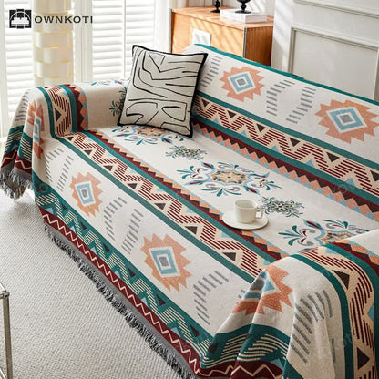 Bohemian Cotton Linen Ethnic Sofa Cover Blanket