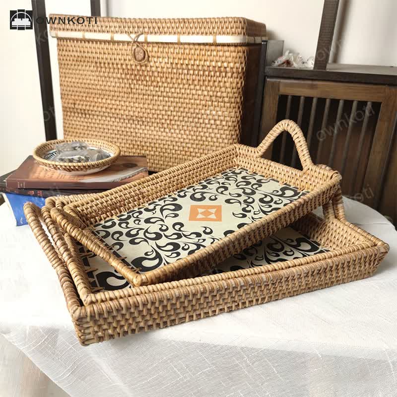 Handmade Rattan Desktop Storage Basket(3PCS)