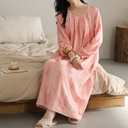 Simple Pure Cotton Nightgown with Chest Pads