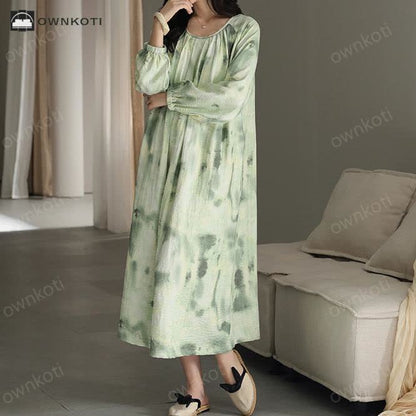 Cotton Chest Padding Long Nightgown