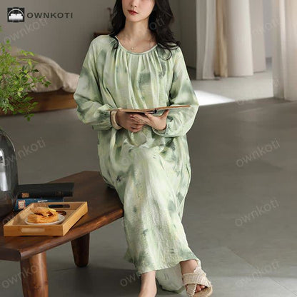 Cotton Chest Padding Long Nightgown