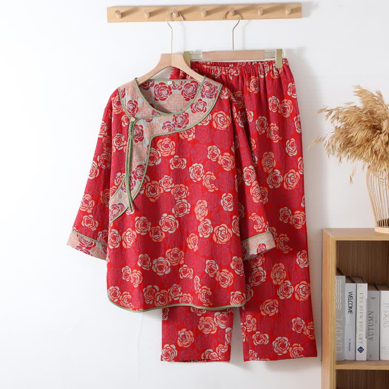 Luxurious Rose Cotton Gauze Pajama Set