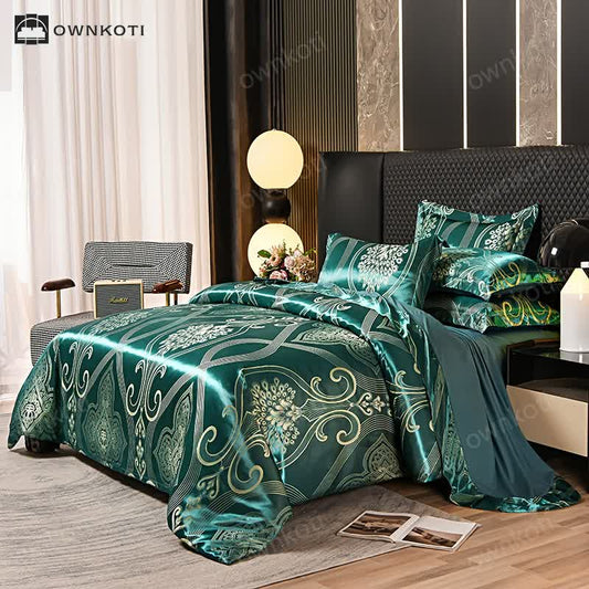 Vintage Satin Jacquard Soft Bedding Set (4PCS)