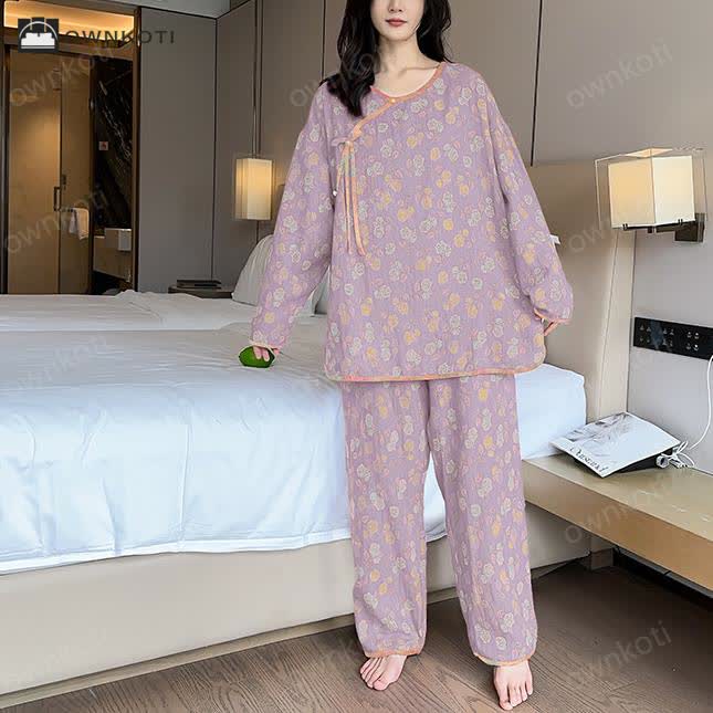 Plus Size  Rose Cotton Soft Pajama Set