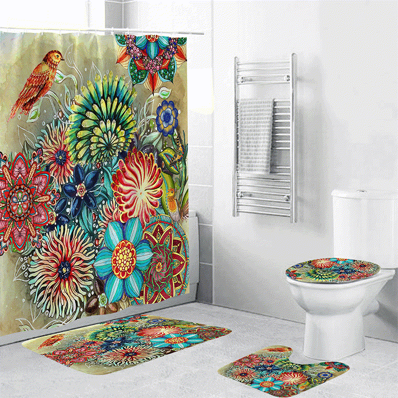 Bohemian Floral Waterproof Shower Curtain